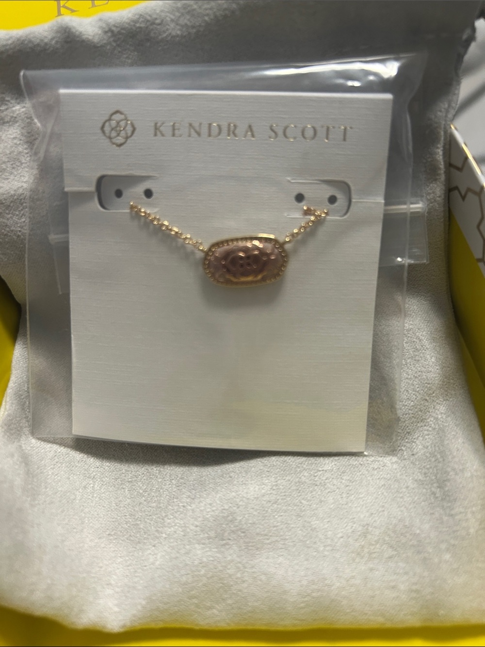Kendra Scott Rose Gold Necklace with Blush Pink Stone